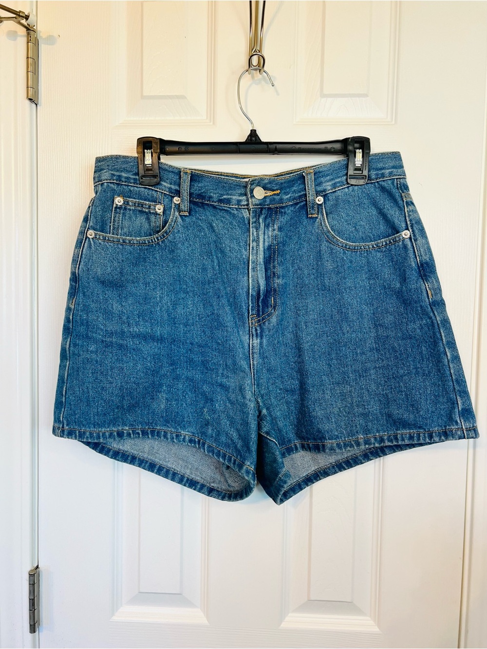 Ghanda Blue High-Rise Denim Shorts